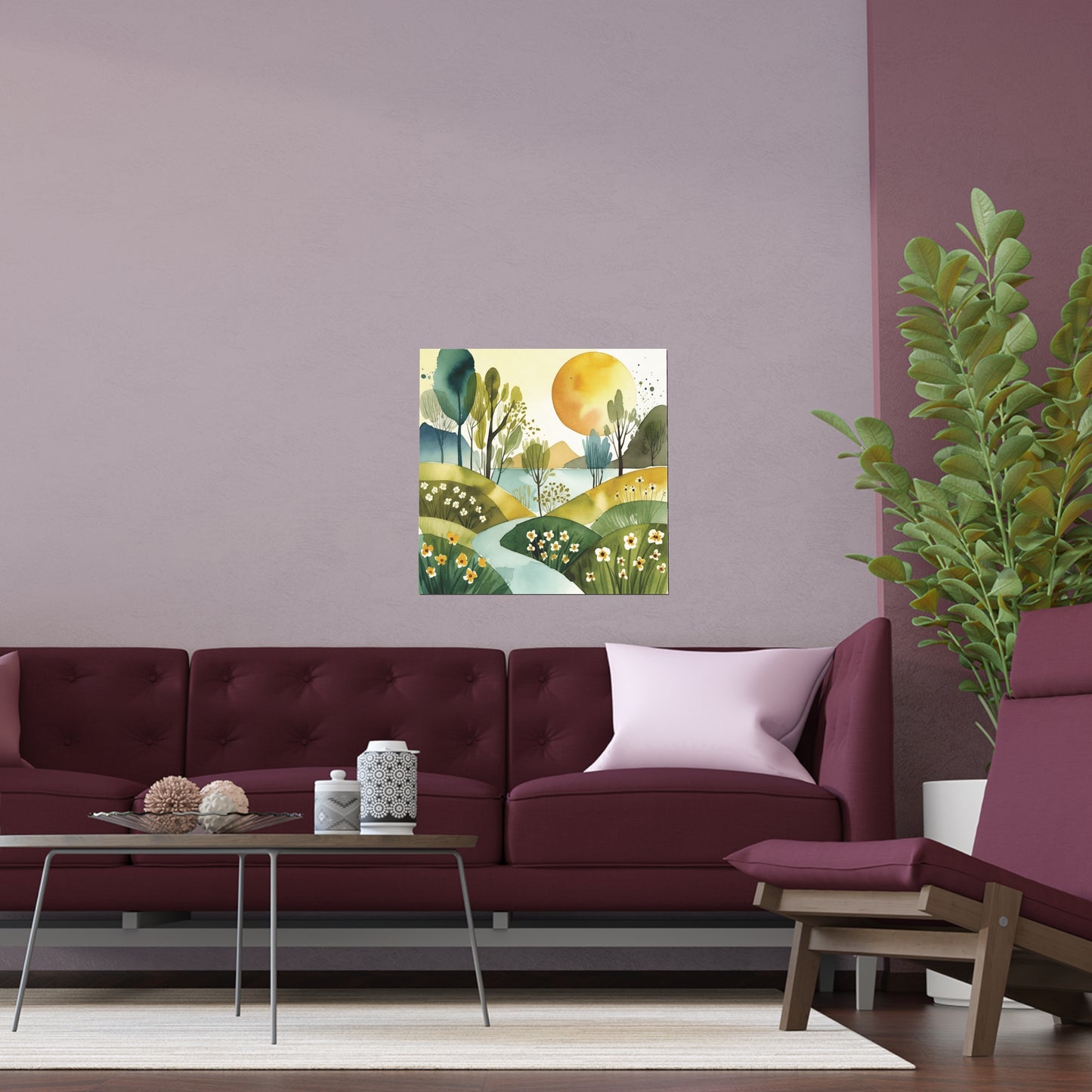 Golden Valley Watercolour Print