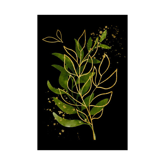 Black & Gold Leaf Wall Art (Fine Art Paper)