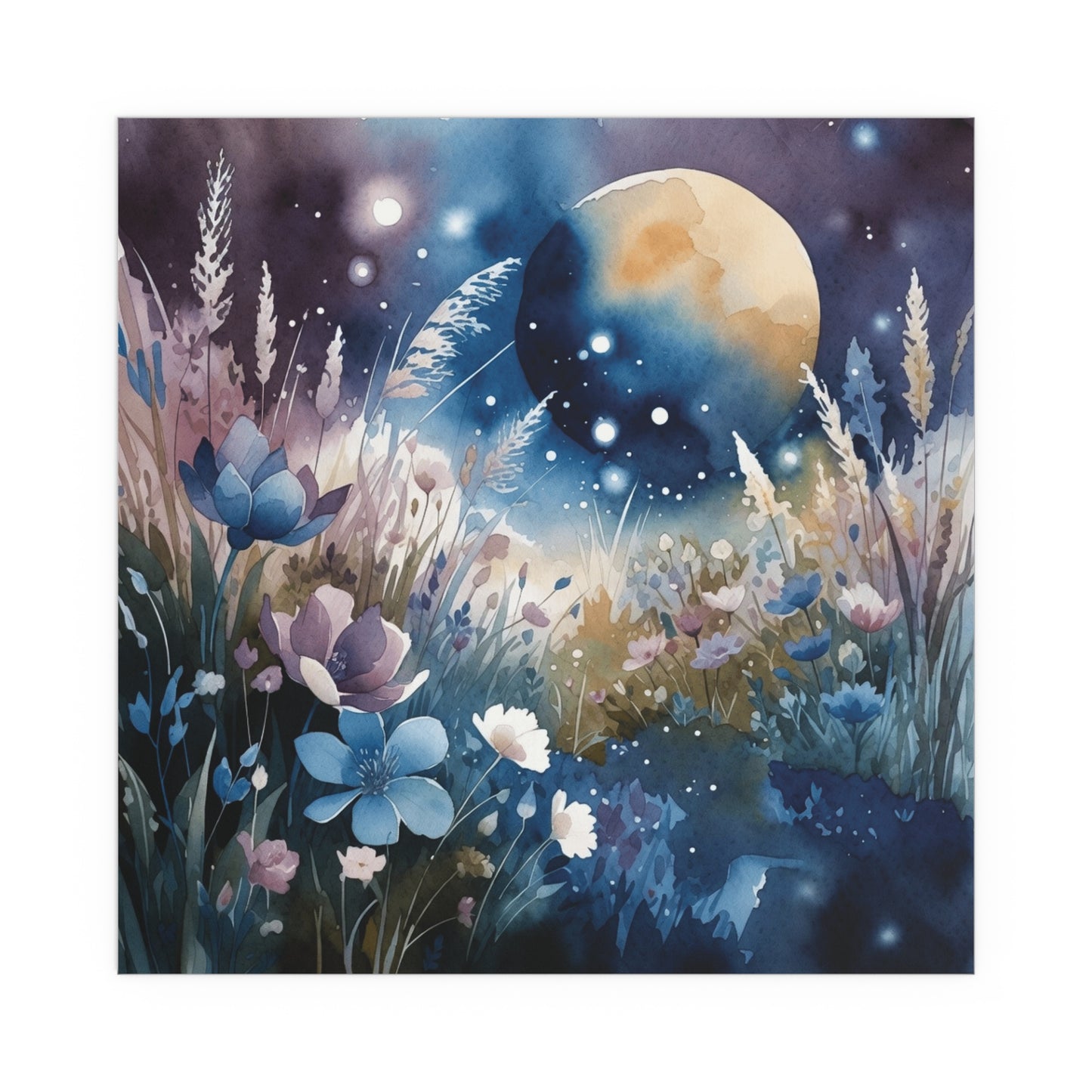 Moonlit Meadow Bloom Watercolour Print
