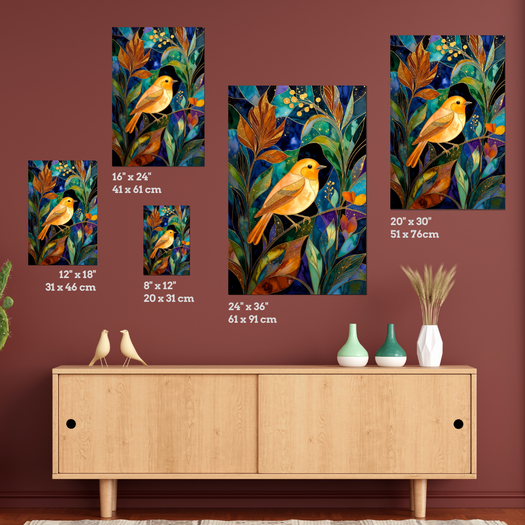 Bird Stained Glass Art Print