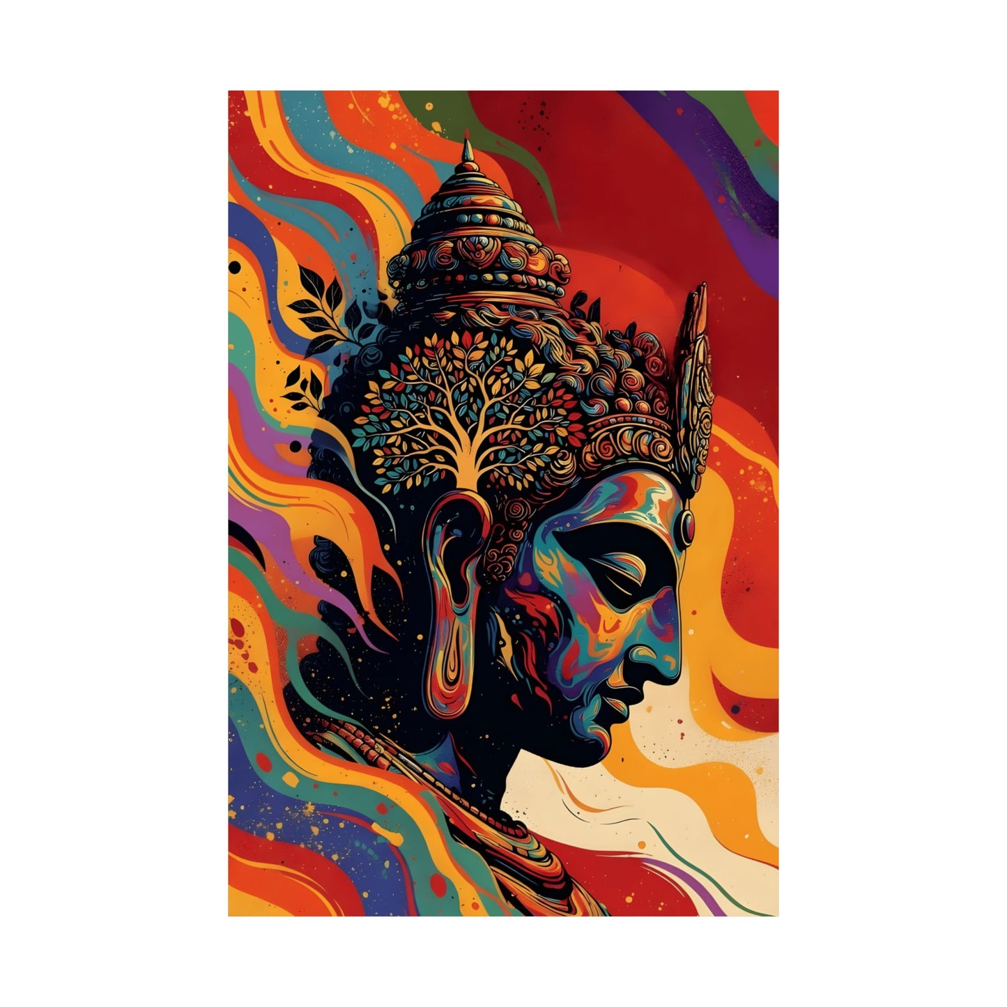 Buddha Colorwave Matte Vertical Poster — Vibrant Spiritual Wall Art