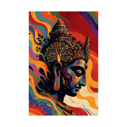 Buddha Colorwave Matte Vertical Poster — Vibrant Spiritual Wall Art