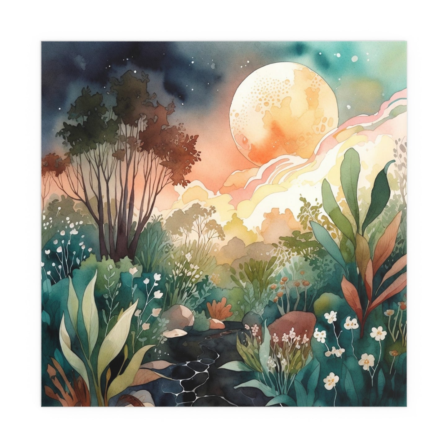 Mystical Forest Grove Watercolour Print