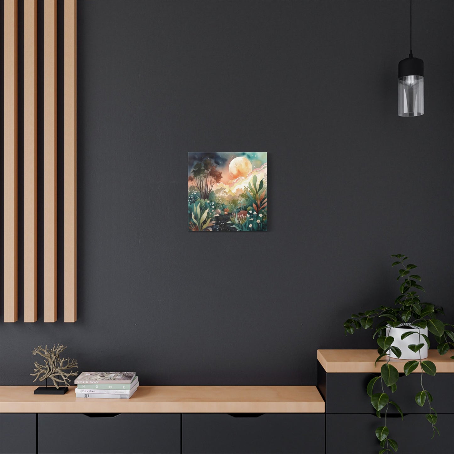 Botanical Pink Sky Watercolour Canvas