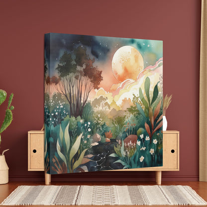 Botanical Pink Sky Watercolour Canvas