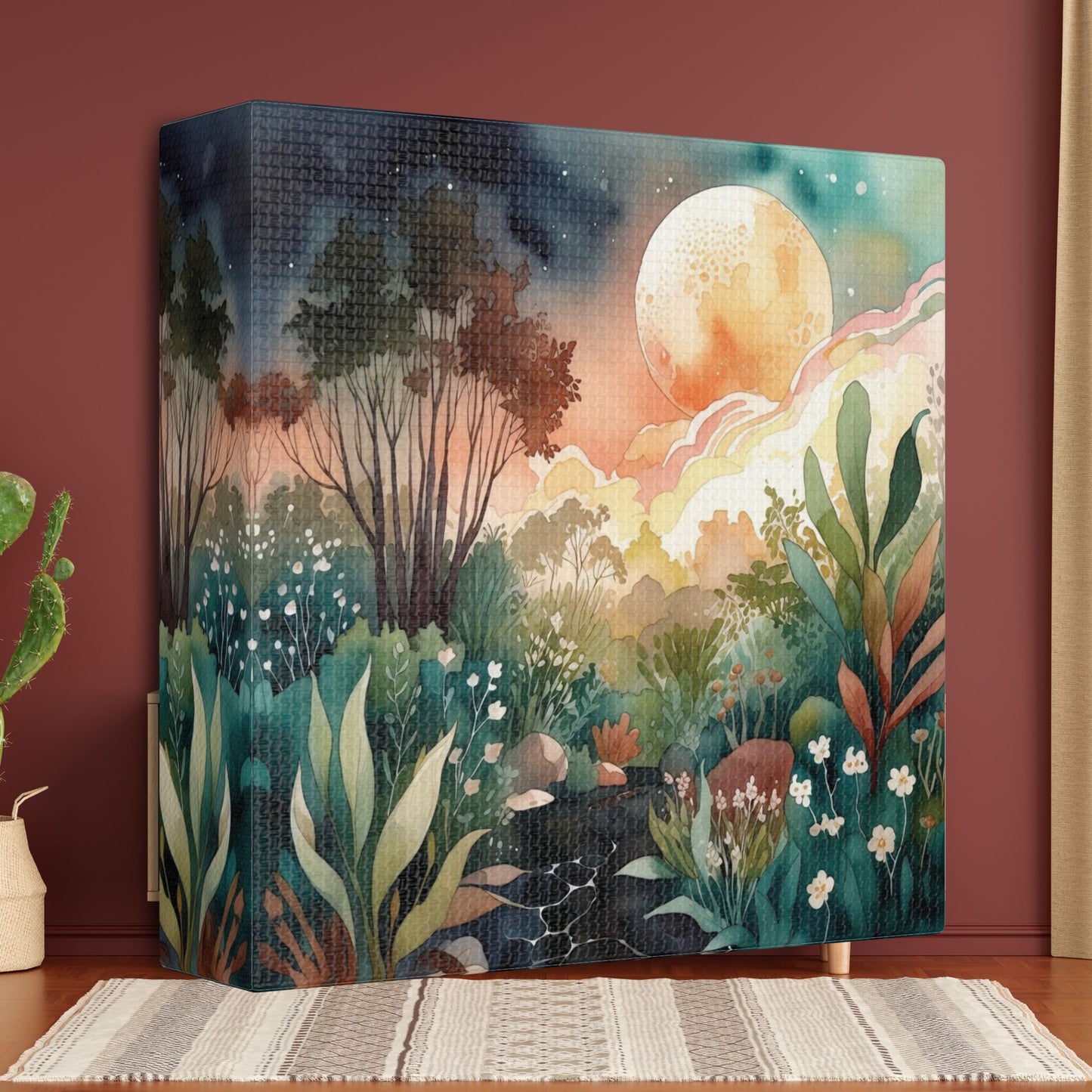 Botanical Pink Sky Watercolour Canvas