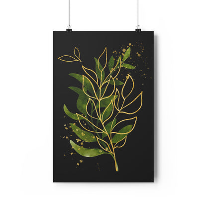 Black & Gold Leaf Wall Art (Fine Art Paper)