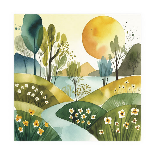 Golden Valley Watercolour Print