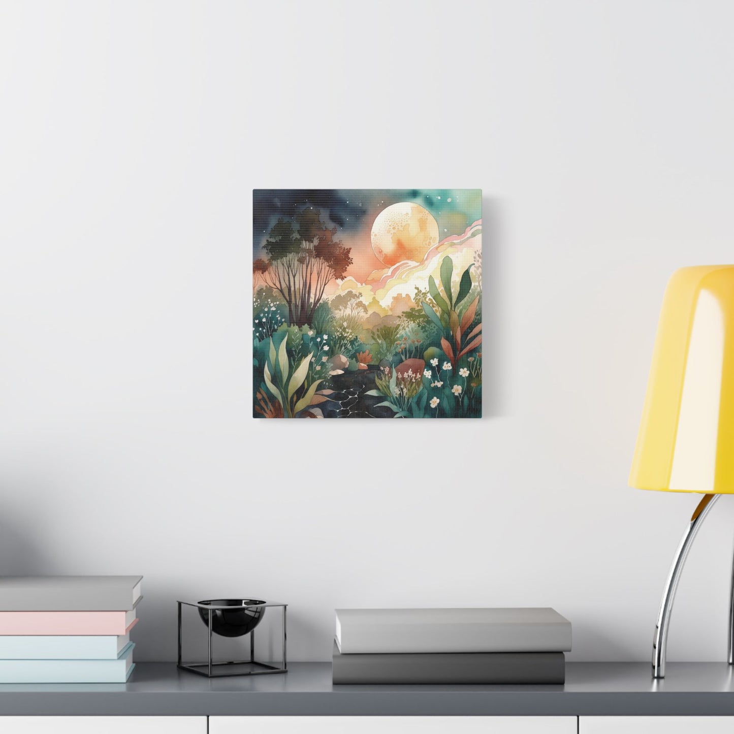 Botanical Pink Sky Watercolour Canvas