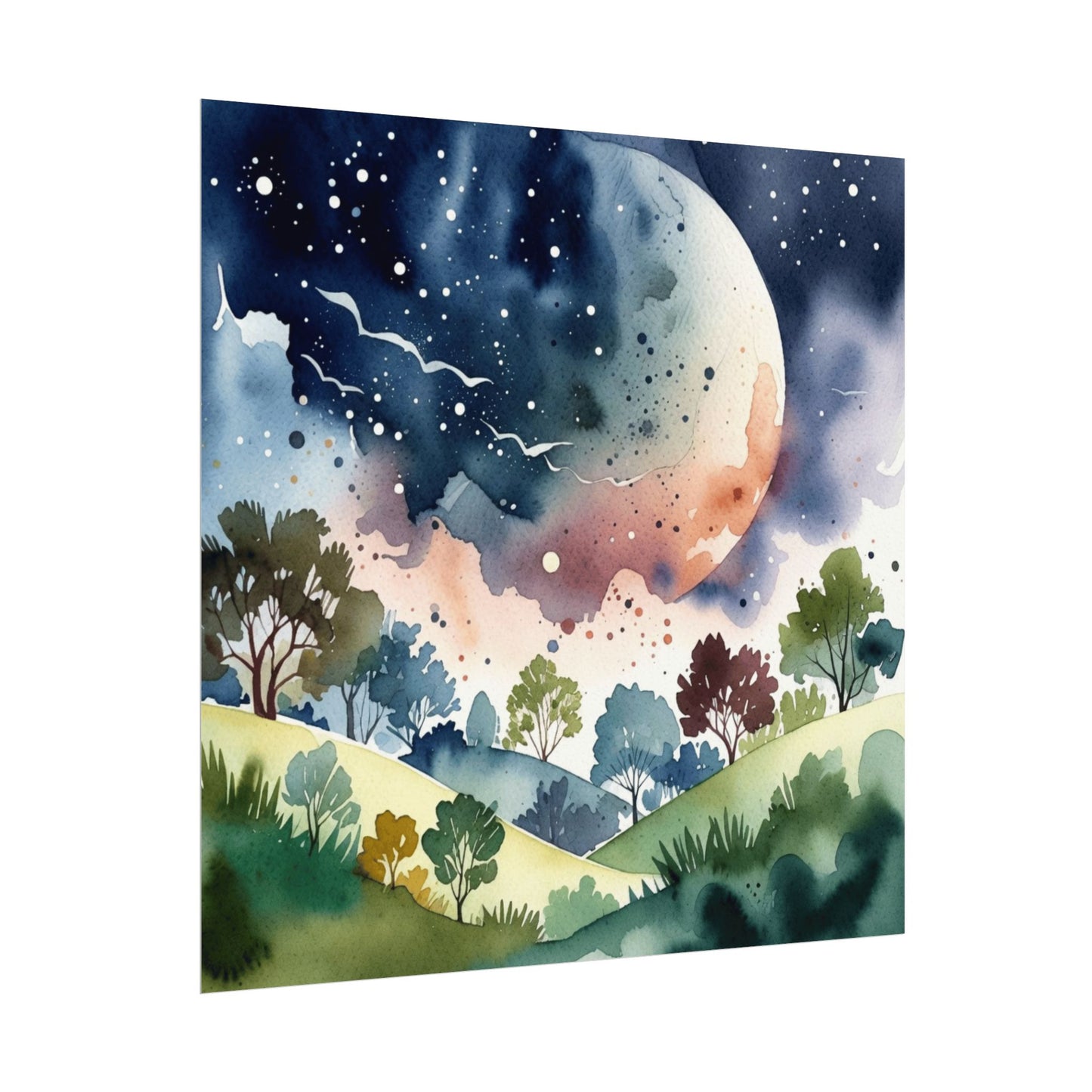 Looming Planet Valley Watercolour Print