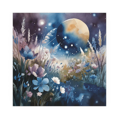 Moonlit Meadow Bloom Watercolour Print