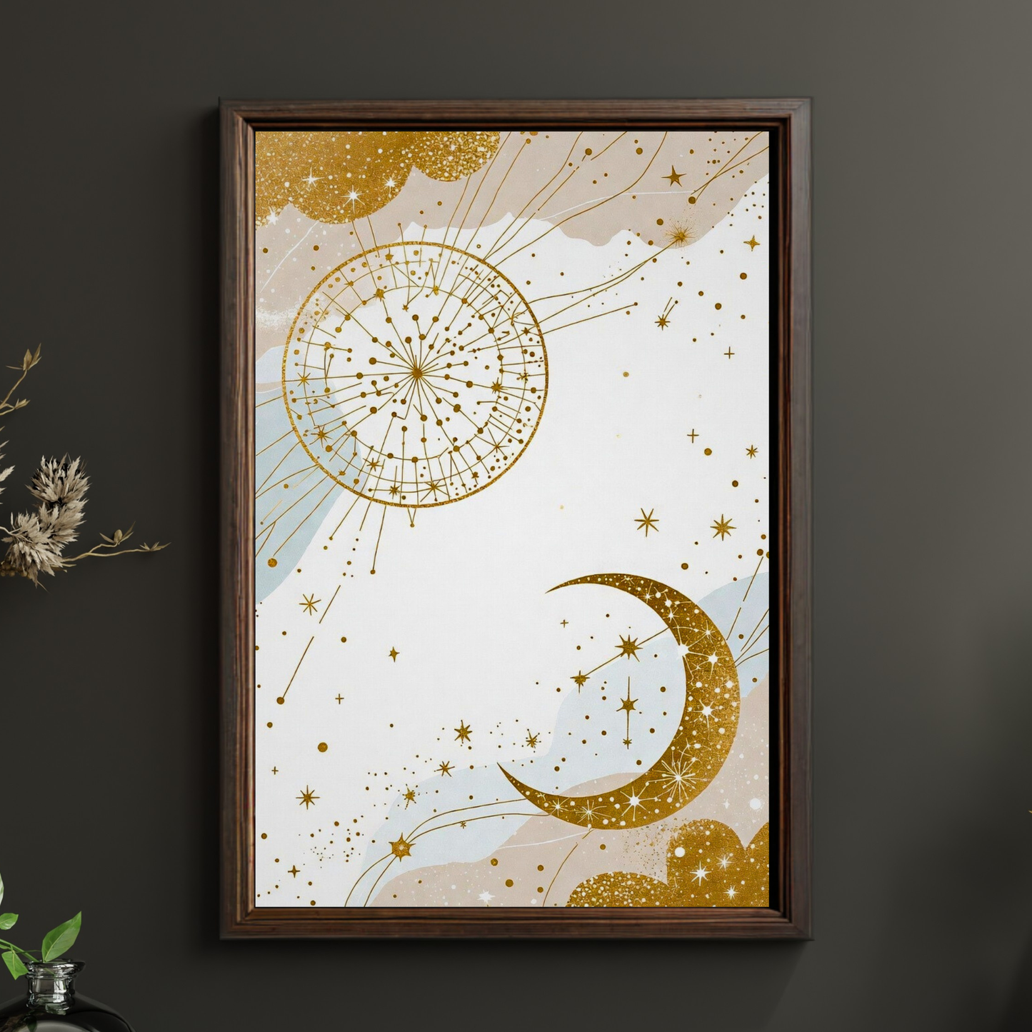 Boho Celestial Wall Art | Golden