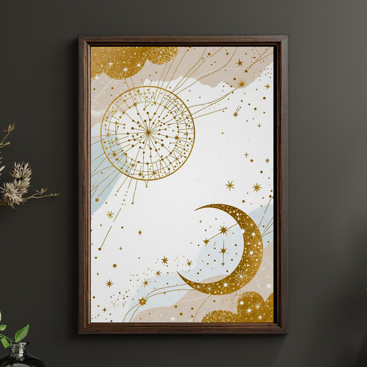 Boho Celestial Wall Art | Golden