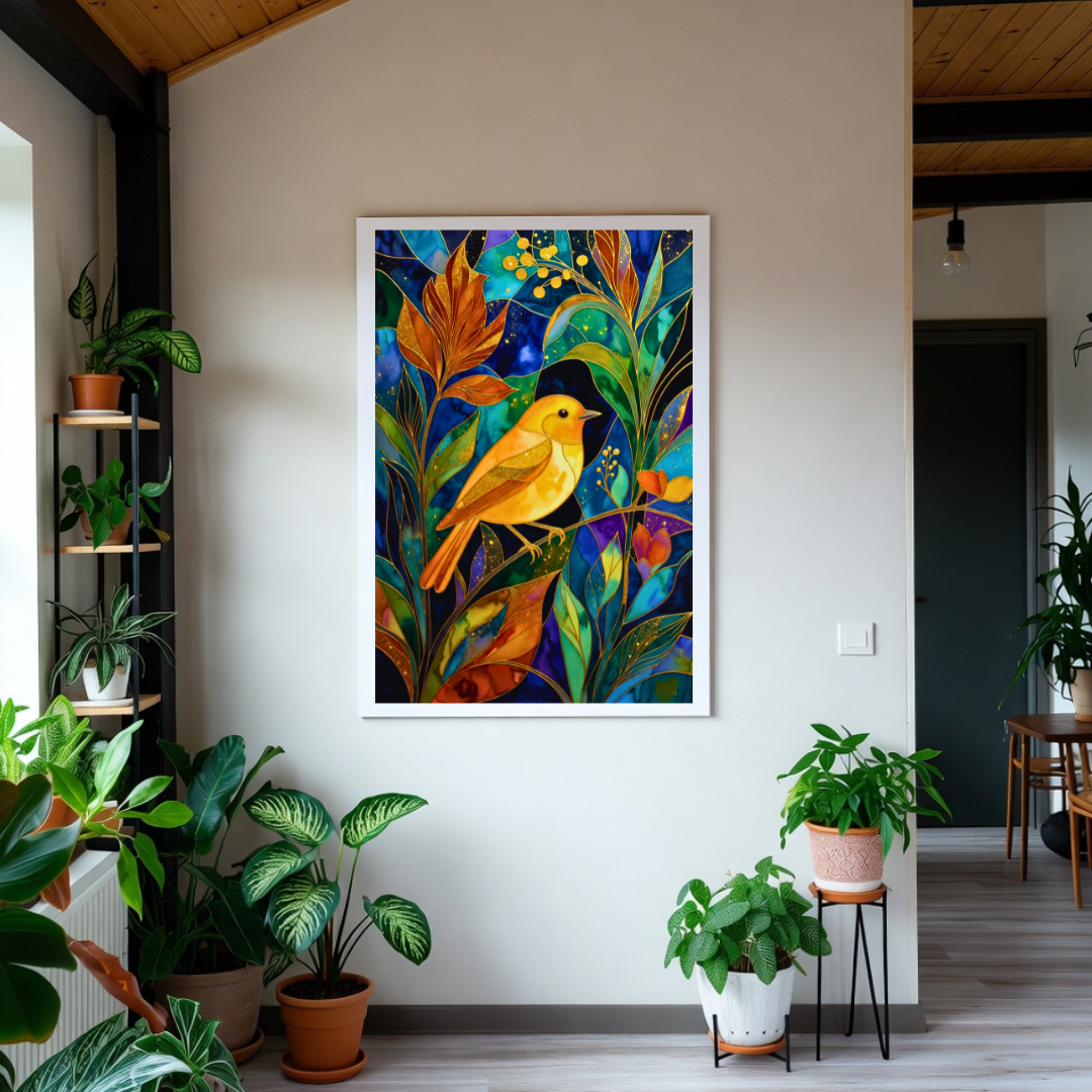 Bird Stained Glass Art Print