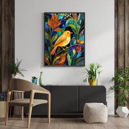 Bird Stained Glass Art Print