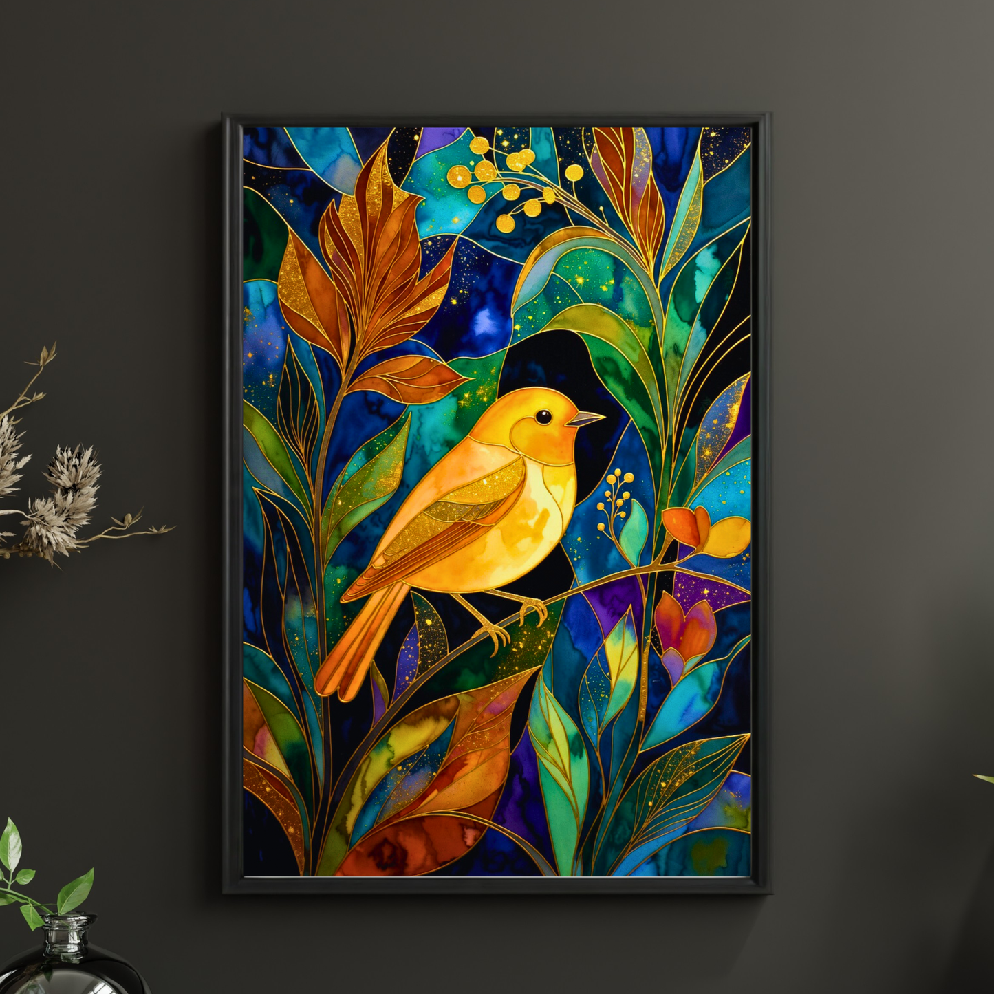 Bird Stained Glass Art Print