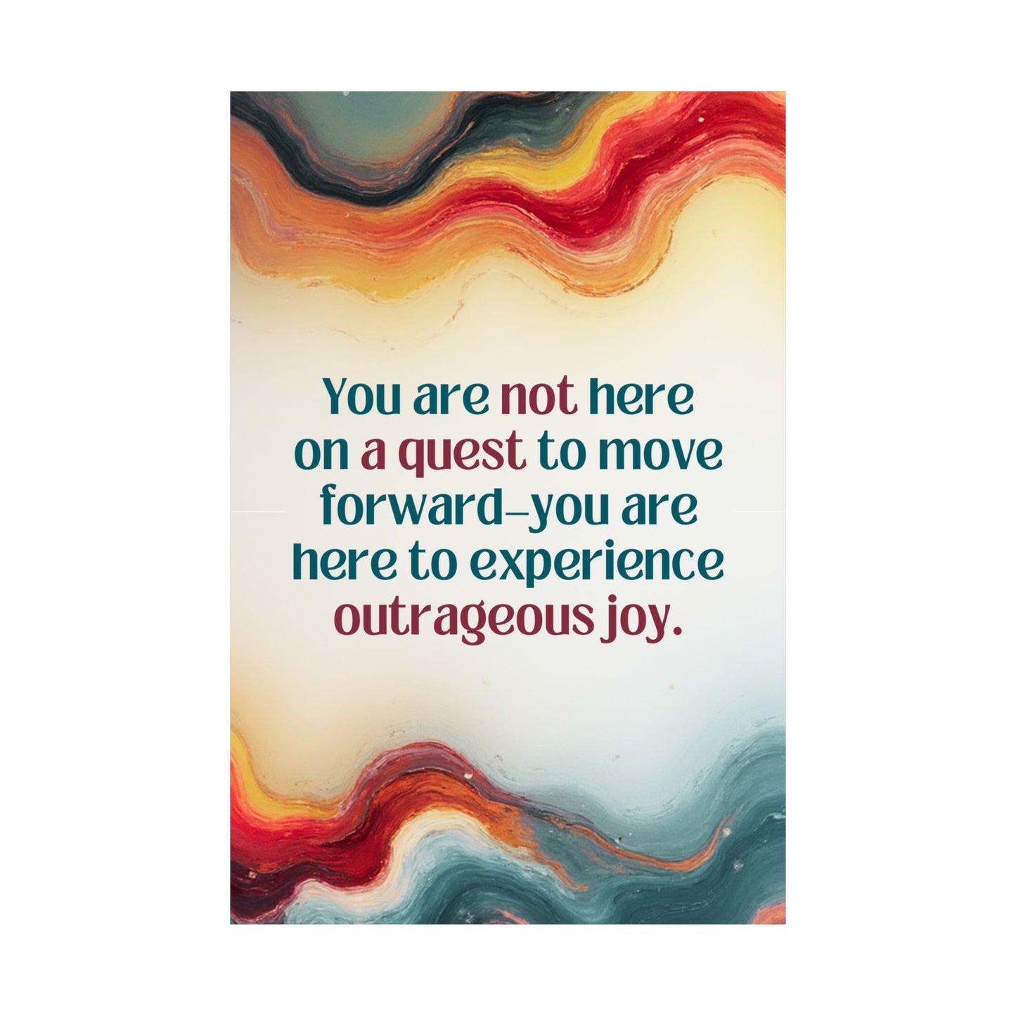 Colorful abstract design with motivational quote on a white background