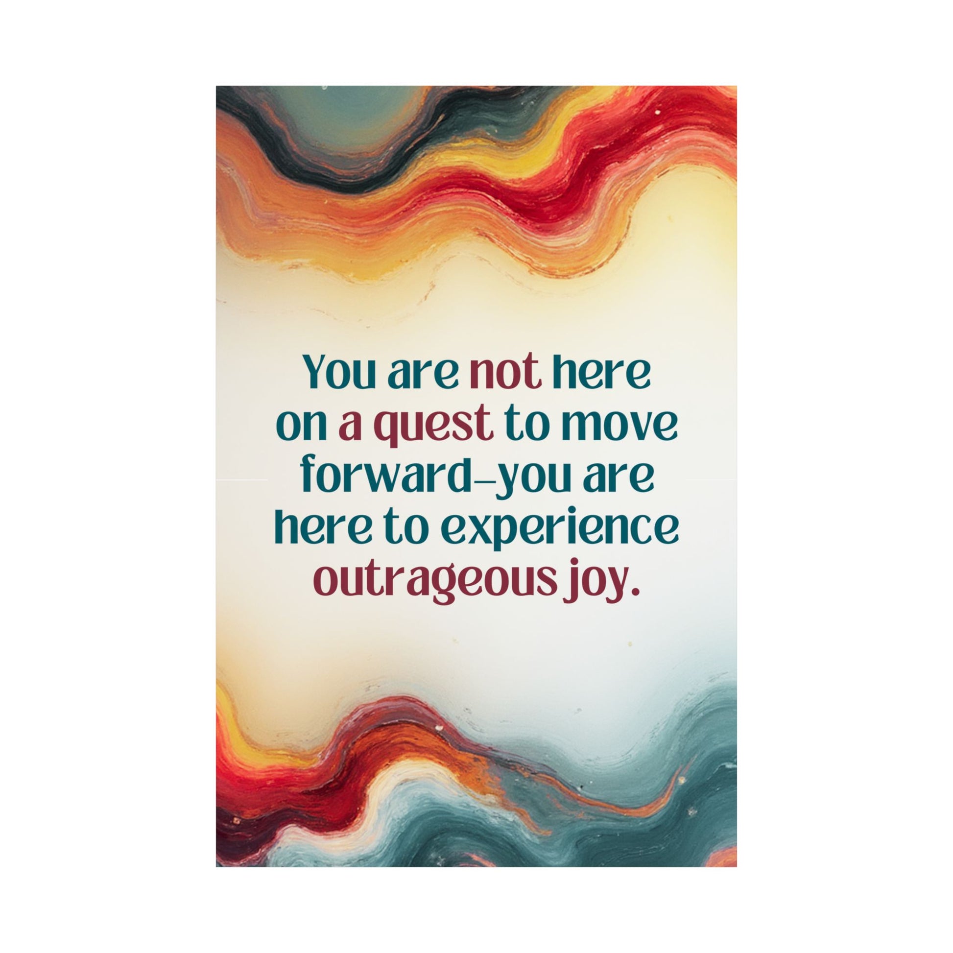 Colorful abstract design with motivational quote on a white background