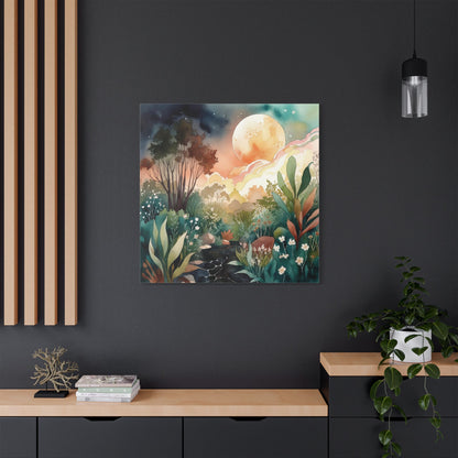 Botanical Pink Sky Watercolour Canvas