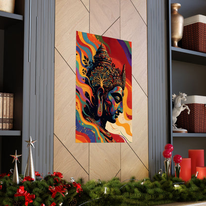 Buddha Colorwave Matte Vertical Poster — Vibrant Spiritual Wall Art