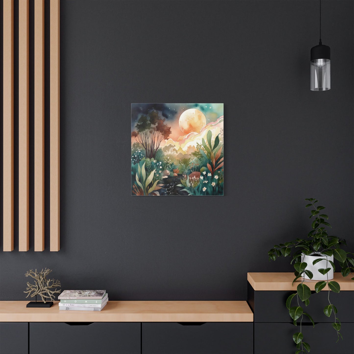 Botanical Pink Sky Watercolour Canvas