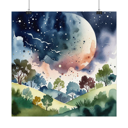 Looming Planet Valley Watercolour Print
