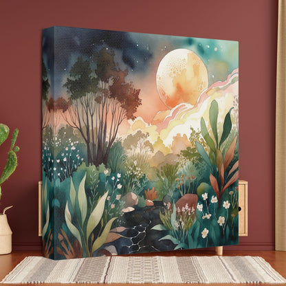 Botanical Pink Sky Watercolour Canvas