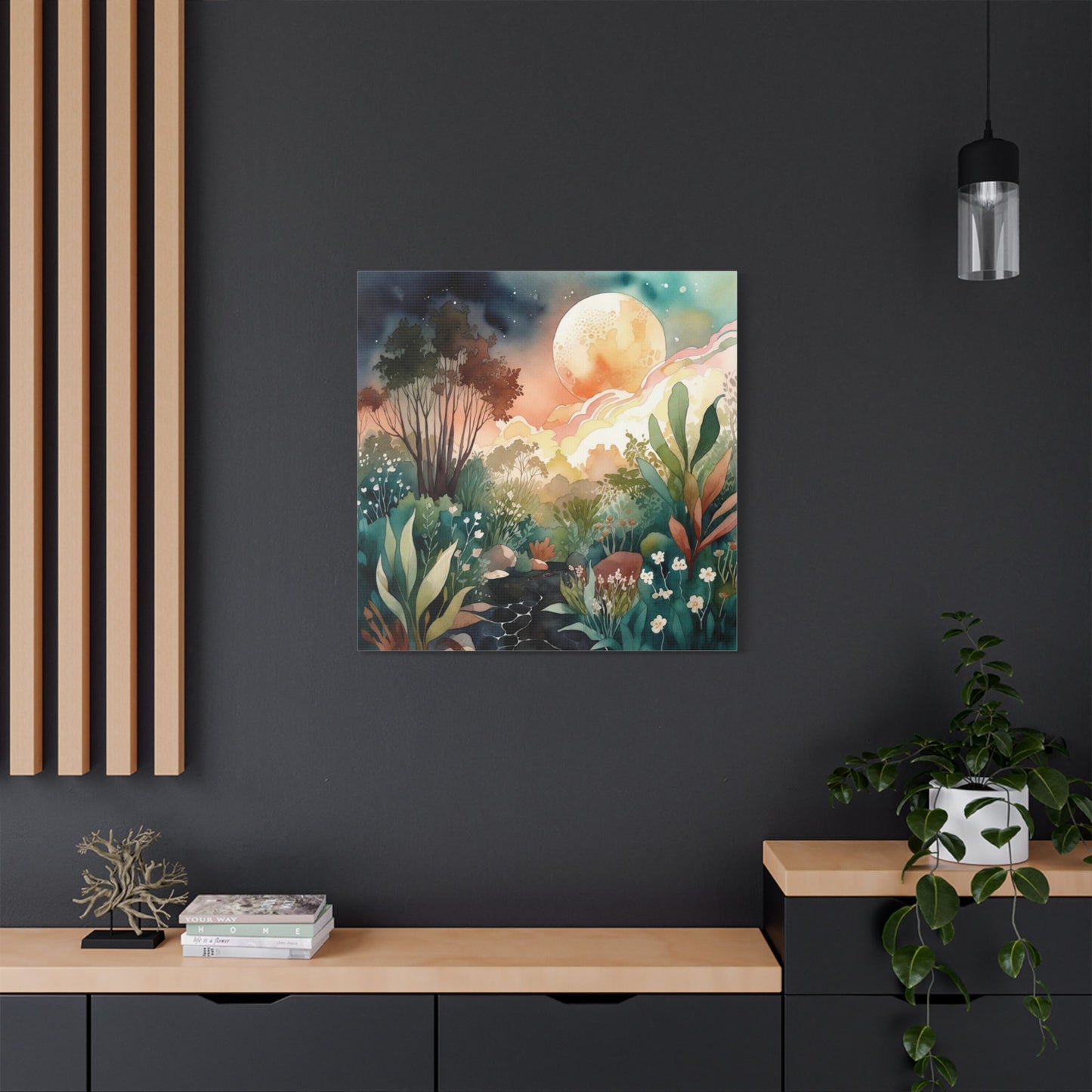 Botanical Pink Sky Watercolour Canvas