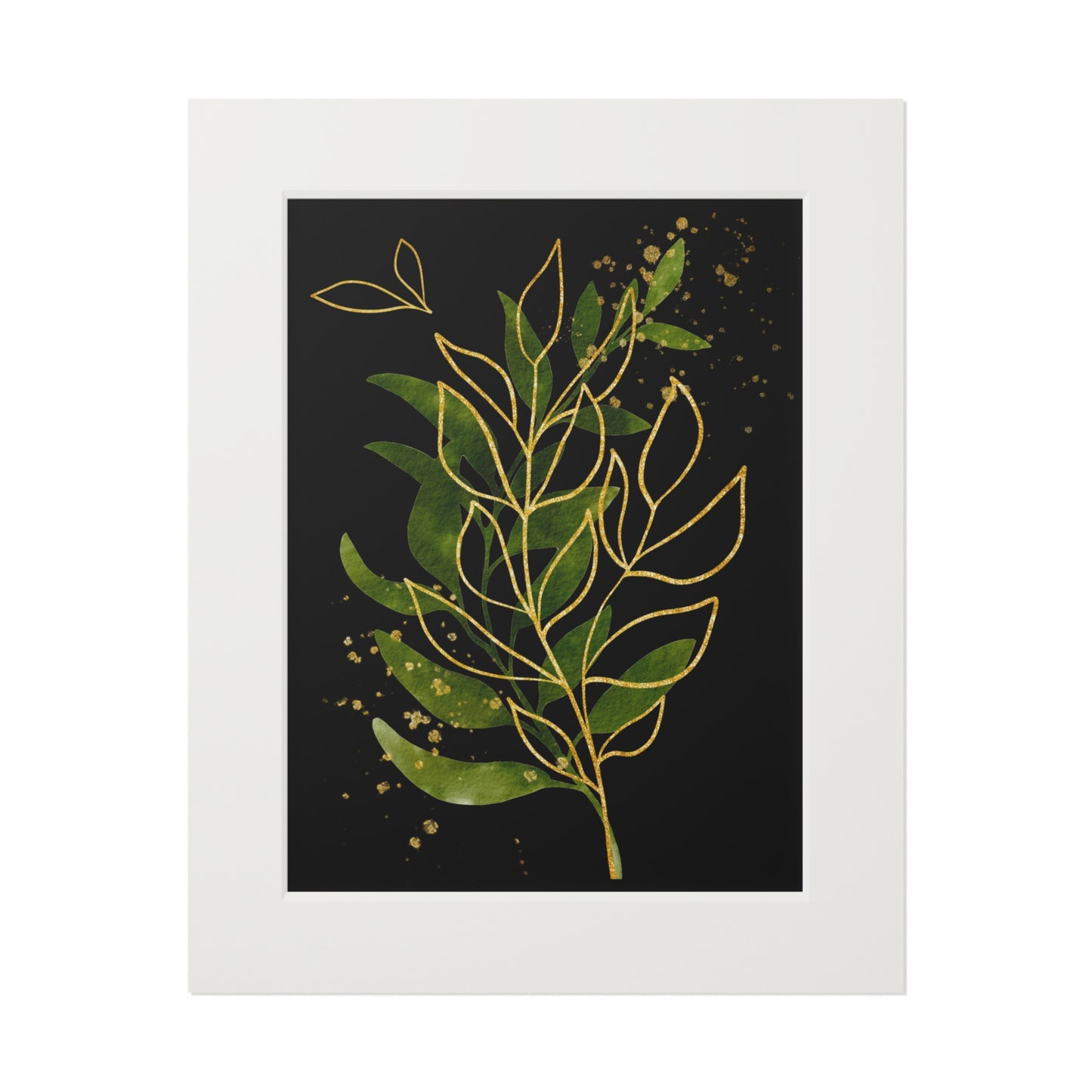 Black & Gold Leaf Wall Art (Fine Art Paper)