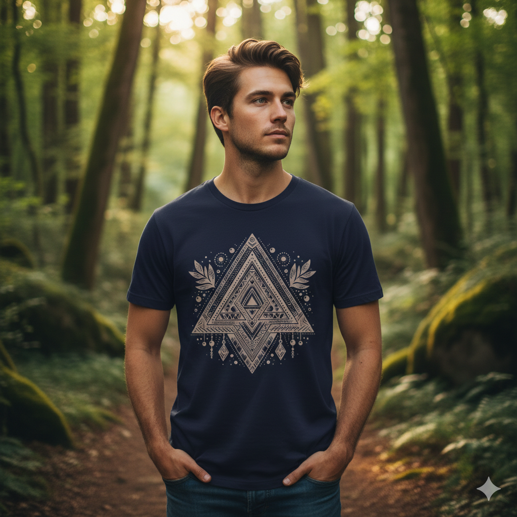 Sacred Geometry T-Shirt | Tribal Triangles