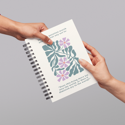 [US] Conscious Actions for Joy - Floral Spiral Notebook