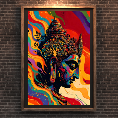 Buddha Colorwave Matte Vertical Poster — Vibrant Spiritual Wall Art