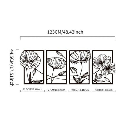 Floating Lotus Flowers - 4-Piece 3D Metal Wall Art