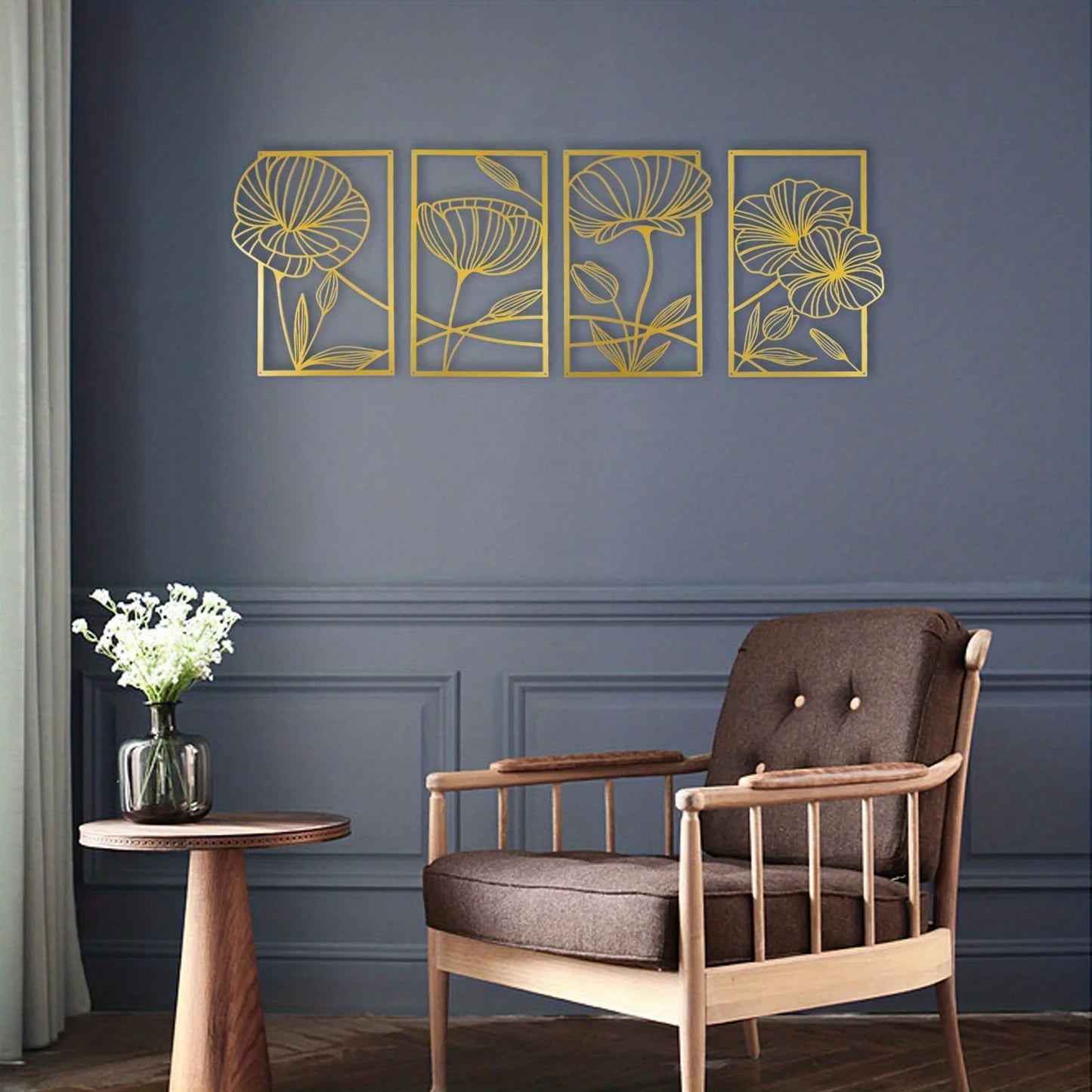 Floating Lotus Flowers - 4-Piece 3D Metal Wall Art