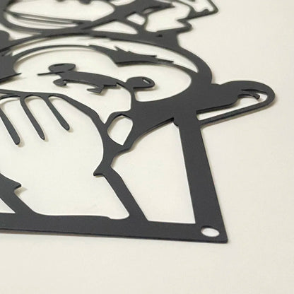 3 Wise Monkeys Metal Wall Art - See, Hear, Speak No Evil