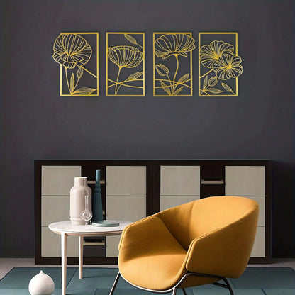 Floating Lotus Flowers - 4-Piece 3D Metal Wall Art