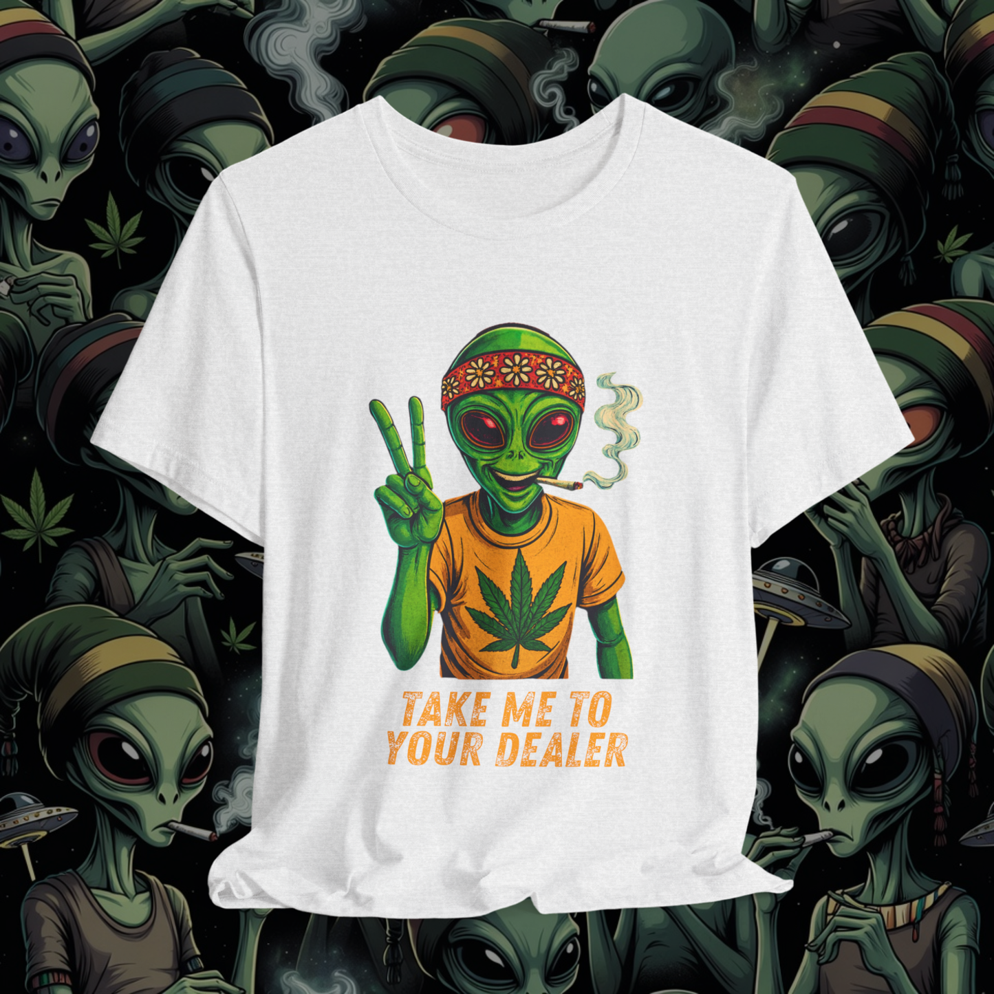 Stoner Alien Funny Retro T-Shirt