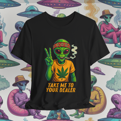 Stoner Alien Funny Retro T-Shirt
