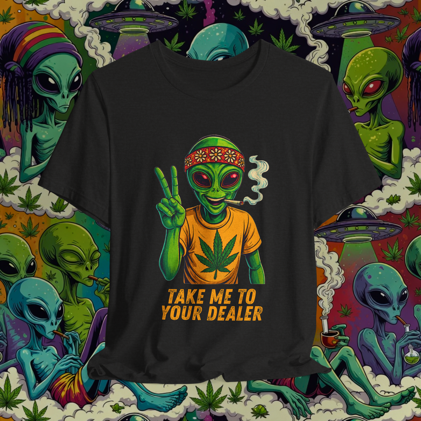 Stoner Alien Funny Retro T-Shirt