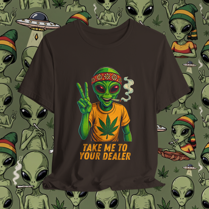 Stoner Alien Funny Retro T-Shirt
